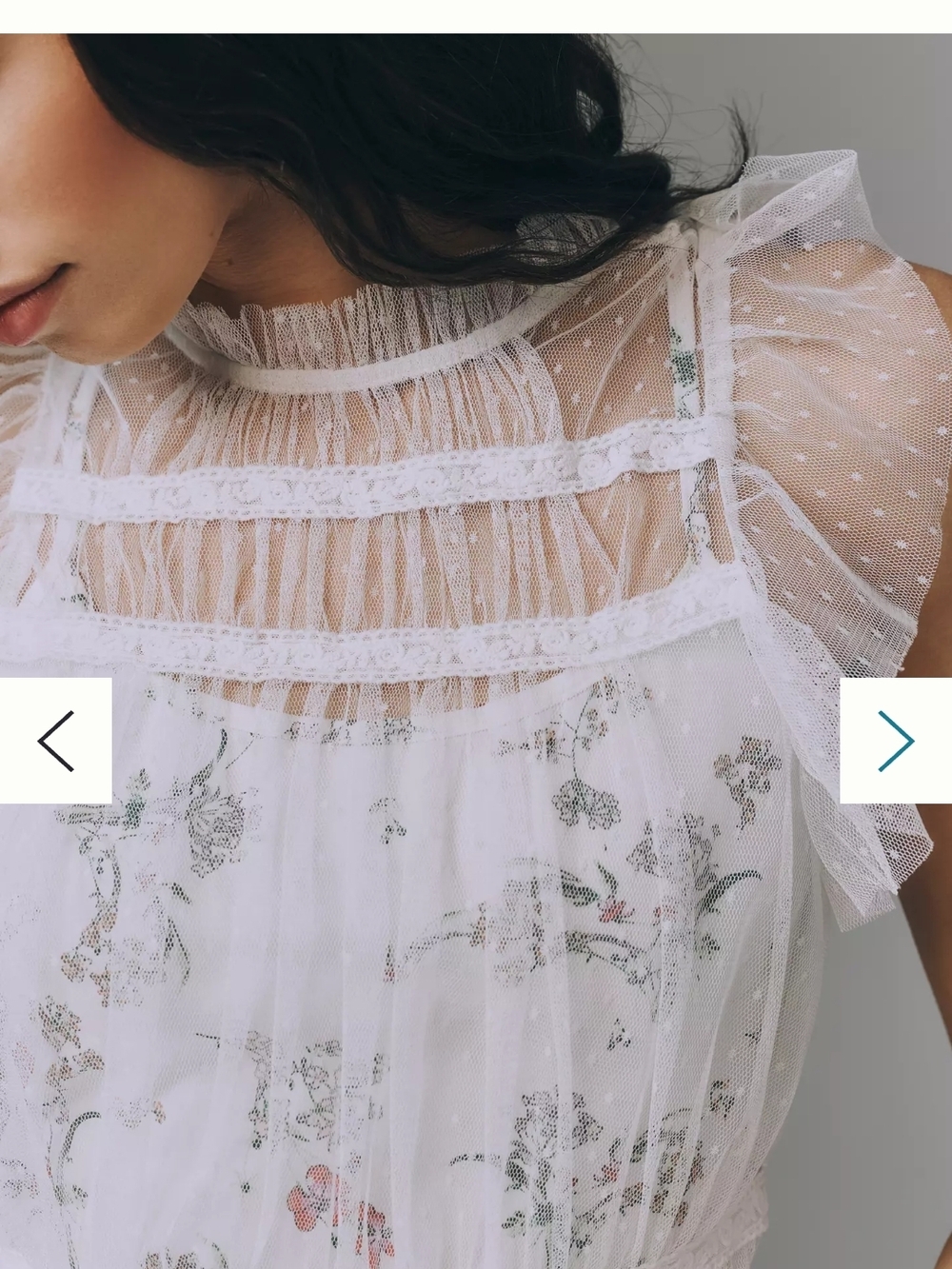 Anthropologie White Sheer Floral Lace Yoke Blouse